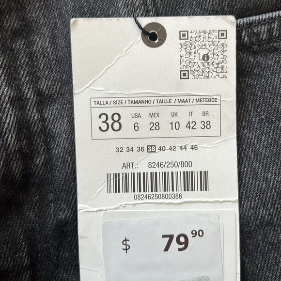 NWT! Zara - black - Cargo Denim Jeans - size 6 US - Picture 3 of 8